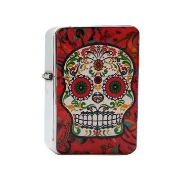 Benzin Feuerzeug Metall Mexican Skull Green Eyes Benzin Feuerzeug Metall Mexican Skull Green Eyes